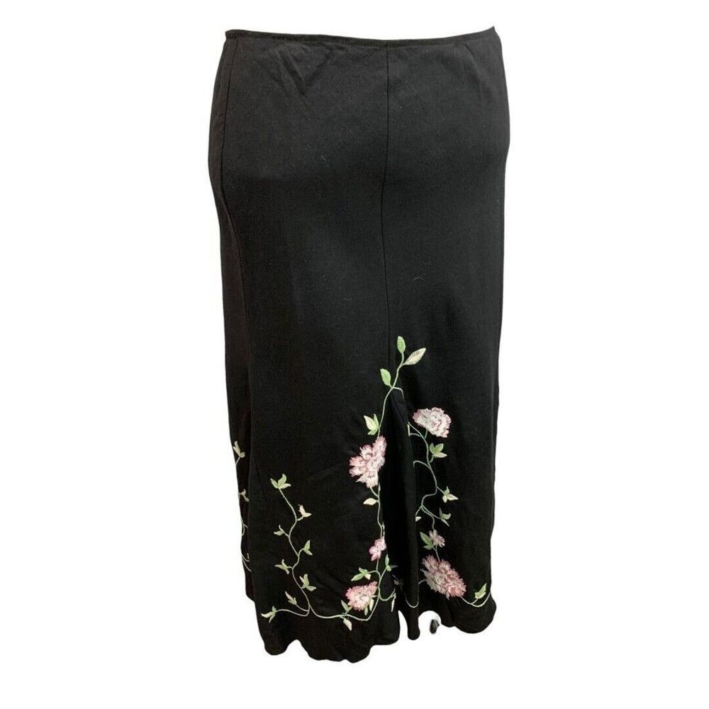 Size 16W Dressbarn Midi Skirt Black Floral Embroidery Lined Back Zipper‎